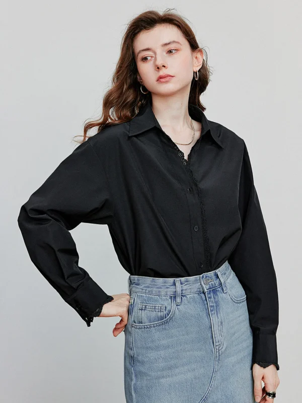 Chic Bohemian Lace Blouse for Women - Elegant Autumn Style