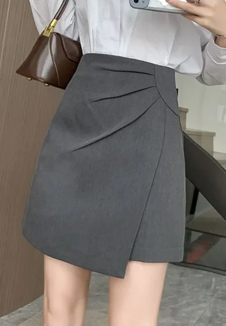 Elegant High Waist A-Line Mini Skirt with Ruffle Detail