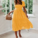 Floral Print Boho Puff Sleeve Chiffon Summer Dress - Image 2