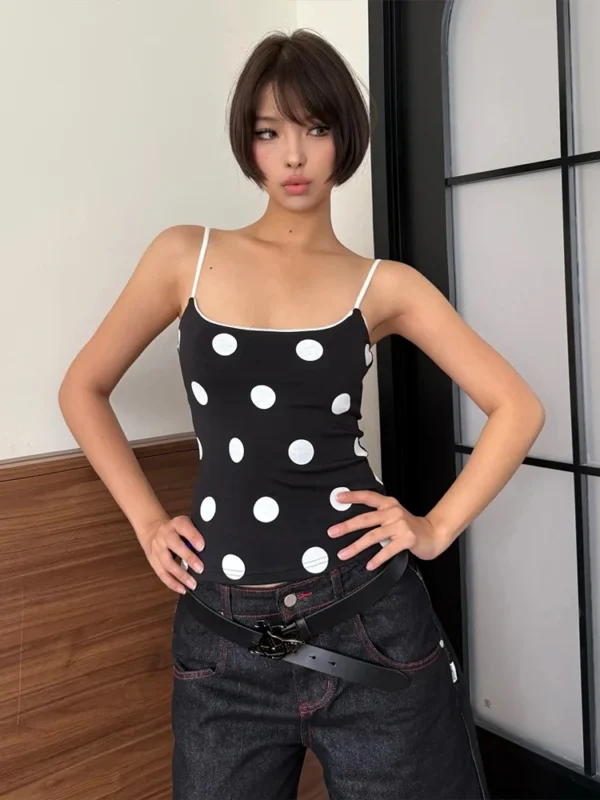Polka Dot Y2 K Style Camisole for Trendy Street Fashion
