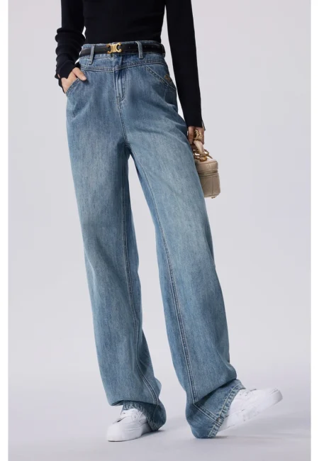 High Waist Wide-Leg Denim Trousers for Effortless Style