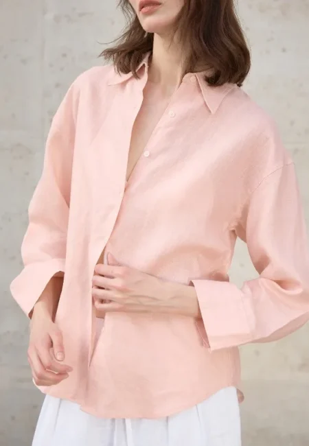 Premium Linen Blouse Women Long Sleeve Vintage Style Shirt