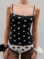 Chic Women's Dot Print Cami Top with Open Back Design - Image 5