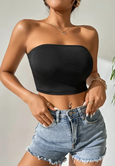 Luxe Backless Tube Top - Stretch Yoga Crop for Women