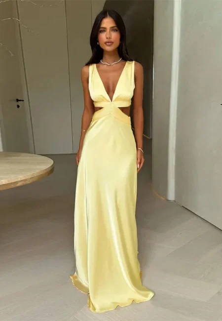 Stunning Deep V Bow Bodycon Mini Dress Beach Summer Style