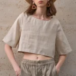 Chic Summer Linen Crop Top for Women - Casual Elegance