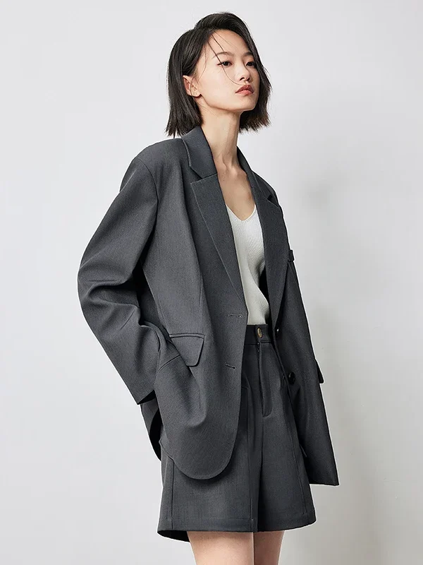 TOYOUTH  Women Blazer Jacket Spring New Oversize Back Split Hem Solid Color Office Lady Fashion Casual Suit