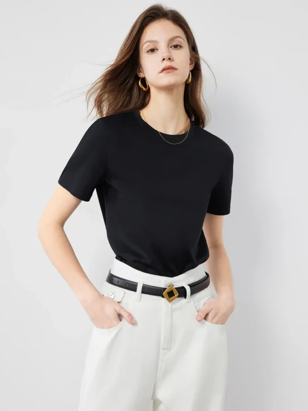 TOYOUTH Women Tee Tops  Summer New Solid Color 3 Neck Style 3 Color Basic T shirt