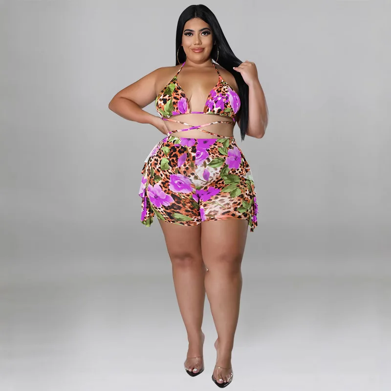 Kf-S5021357Ed23E4E659A285A2E3C221Cc2N My916 Plus Size Women'S Summer New Print Cool And Swimsuit Set