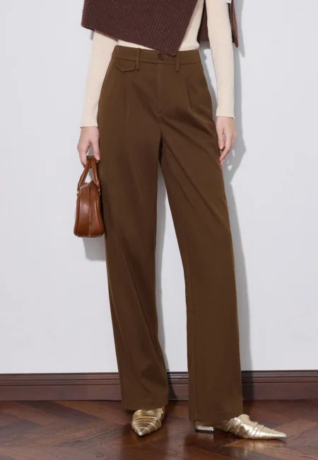 Professional Mid-Waist Straight Leg Work Pants with Stretch