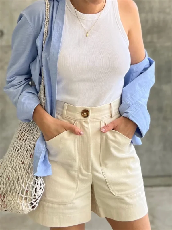 Cotton High Waist Shorts for Women - Casual Chic & Versatile