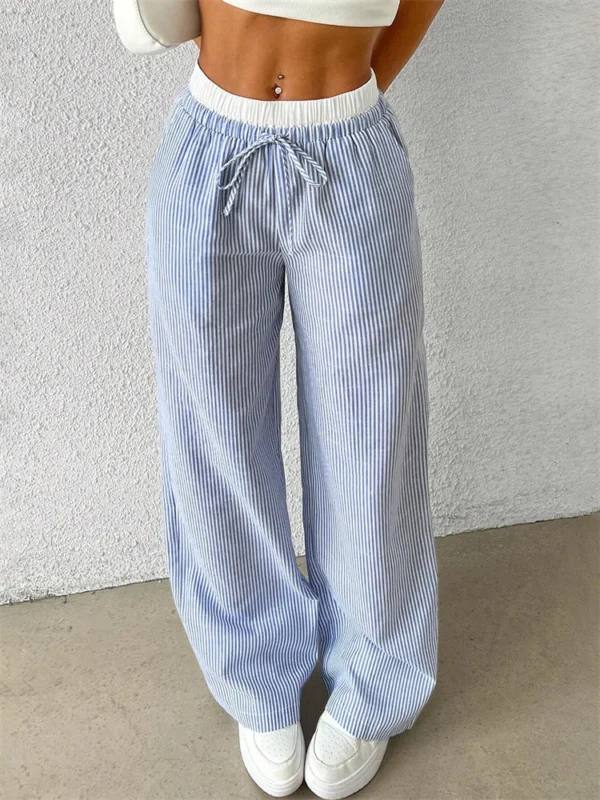 Trendy Women's Striped Wide Leg Pants for Fall & Winter Fashion