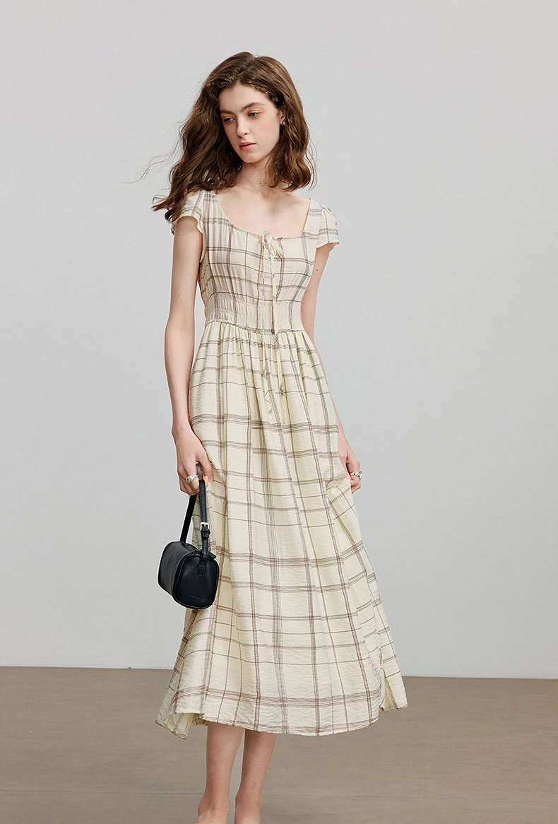 Kf-S5D0903C672724Ba5836B3Ac820C0Ca2Fj Khaki A-Line Midi Dress With Pockets For Summer Elegance