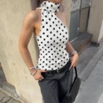 Chic Backless Polka Dot Tank Top for Elegant Summer Outings - Image 6