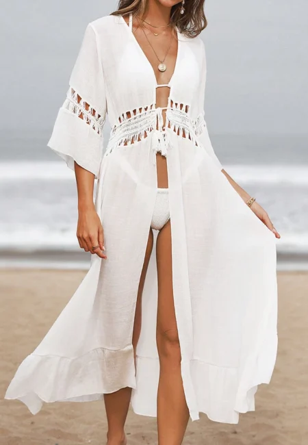 Lace-Up Boho Beach Cover-Up Dress for Effortless Summer Style