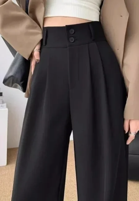 Premium Wide Leg Trousers - High Waist Office Pants Women