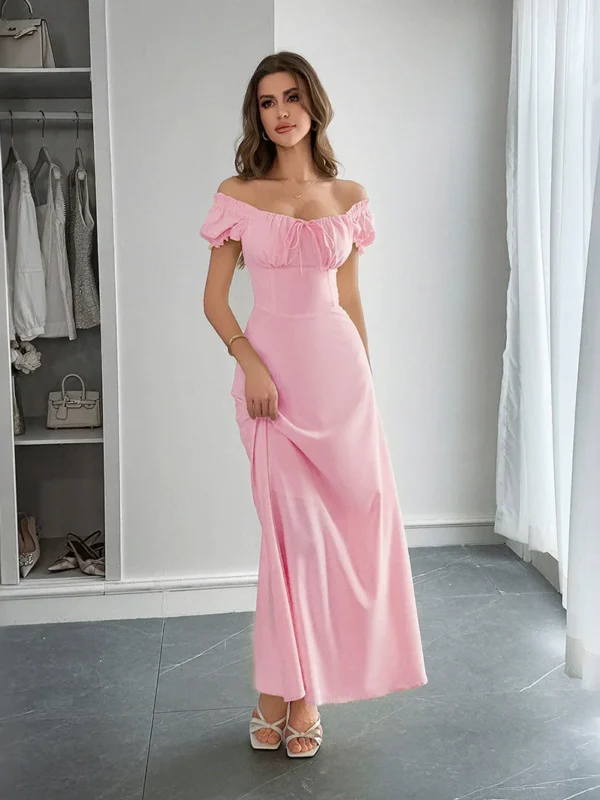 Chic Summer Puff Sleeve Ankle Dress for Elegant Women