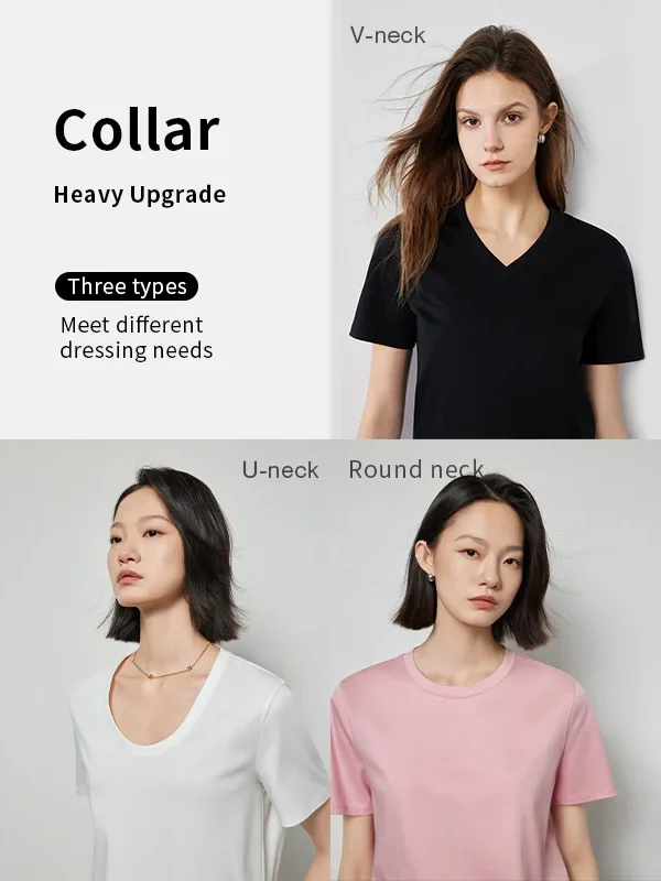 TOYOUTH Women Tee Tops  Summer New Solid Color 3 Neck Style 3 Color Basic T shirt