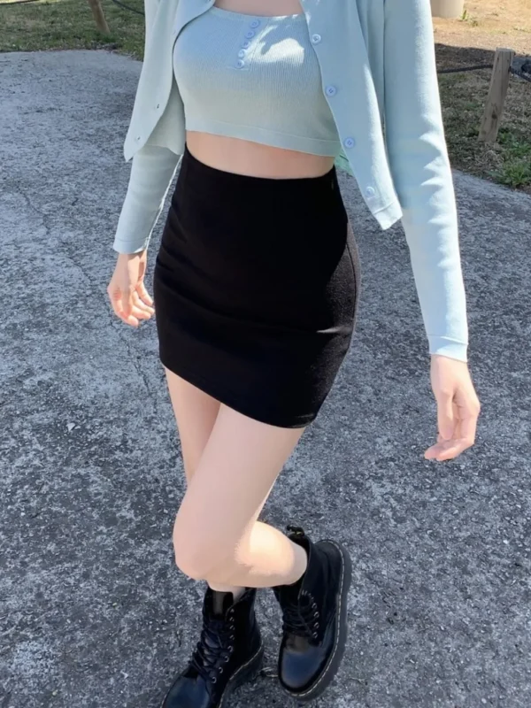 Luxe Cotton Bodycon Mini Skirt - High Waist A-Line Comfort