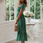Floral Print Boho Puff Sleeve Chiffon Summer Dress - Image 4