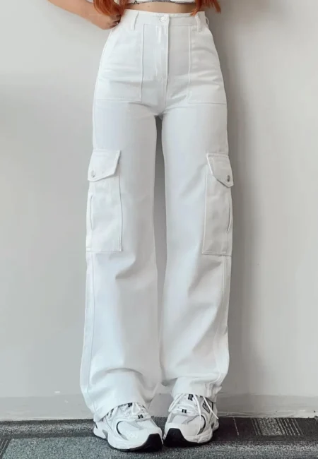 Retro Beige Cargo Pants for Women - Y2 K Streetwear Style