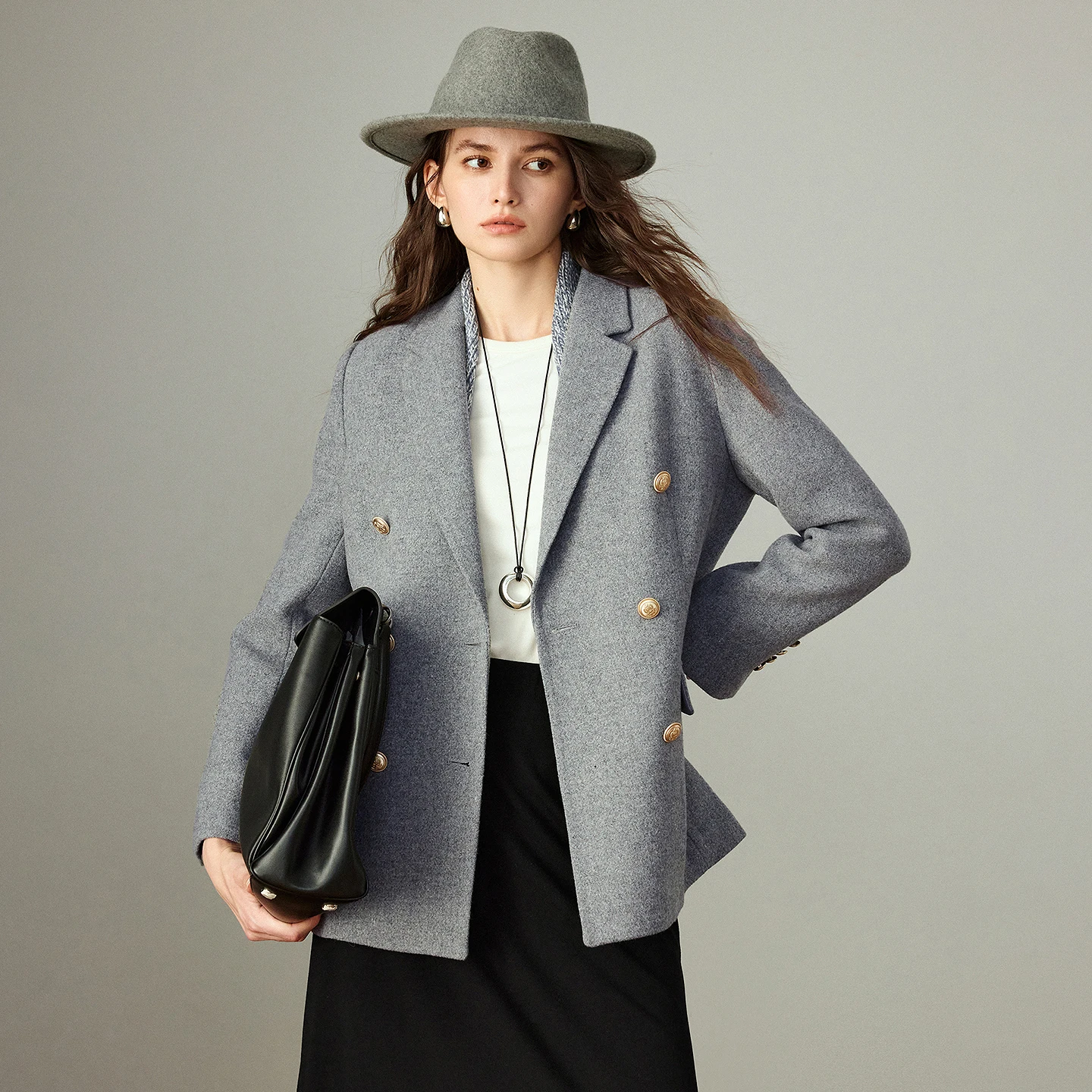 kf-S67cfe13d9611405d9389a5b3c532bb380 Luxe Wool Blazer Women Double-Breasted Winter Office Coat