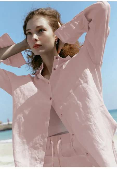 Vintage Linen Blend Cardigan Women's Sun Protection Cover Up