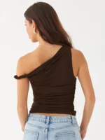 Effortless Off-Shoulder Summer Tank Top with Ruching - Image 6
