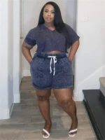 Chic Plus Size Two-Piece Shorts Set for Effortless Style - Image 3