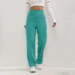 High Waist Women's Straight Leg Pants with Pockets & Comfort - Image 3