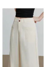 Chic Beige Wide Leg Pants for Women - Eco-Friendly Comfort - Image 5