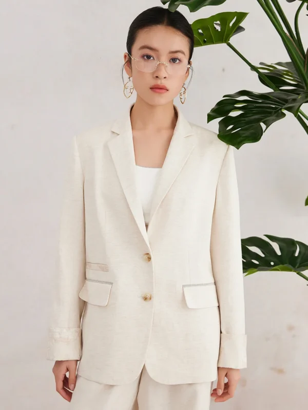 K3071W High quality luxury women's clothing linen suit jacket spring business blazer