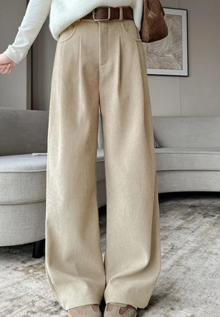 Luxe High-Waist Corduroy Wide Leg Pants - Autumn Essential