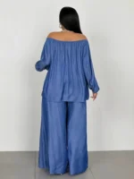 Chic Plus Size Spring Set: One Shoulder Top & Wide Leg Pants - Image 6
