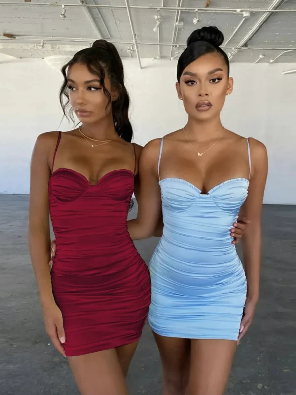 Backless Y2 K Pleated Camisole Dress for Night Out Fun