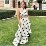 Chic Polka Dot Halter Crop Top & Ruffled Skirt Set