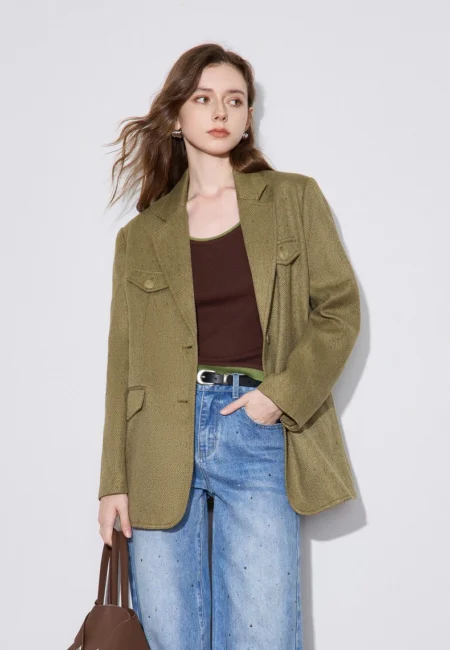 High-End Women's Blazer Jacket for Cozy Winter Elegance