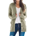 Chic V-Neck Knitted Cardigan for Cozy Autumn Style