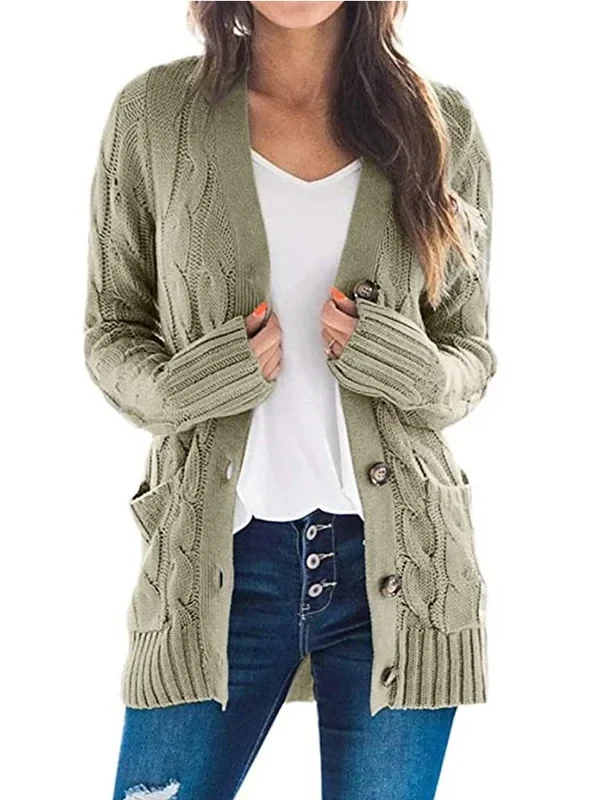 Chic V-Neck Knitted Cardigan for Cozy Autumn Style