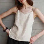 Stylish 100% Linen V-Neck Crop Top for Summer Fun