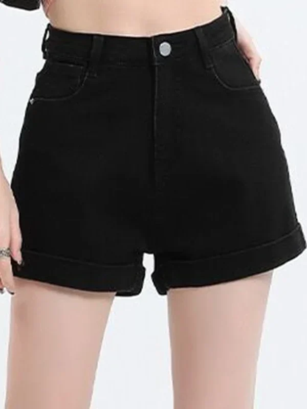 Summer Women's High Waist Denim Shorts Casual Aesthetic Clothes Plus Size Y2k Pants Streetwear Button Wide Leg Short Jeans