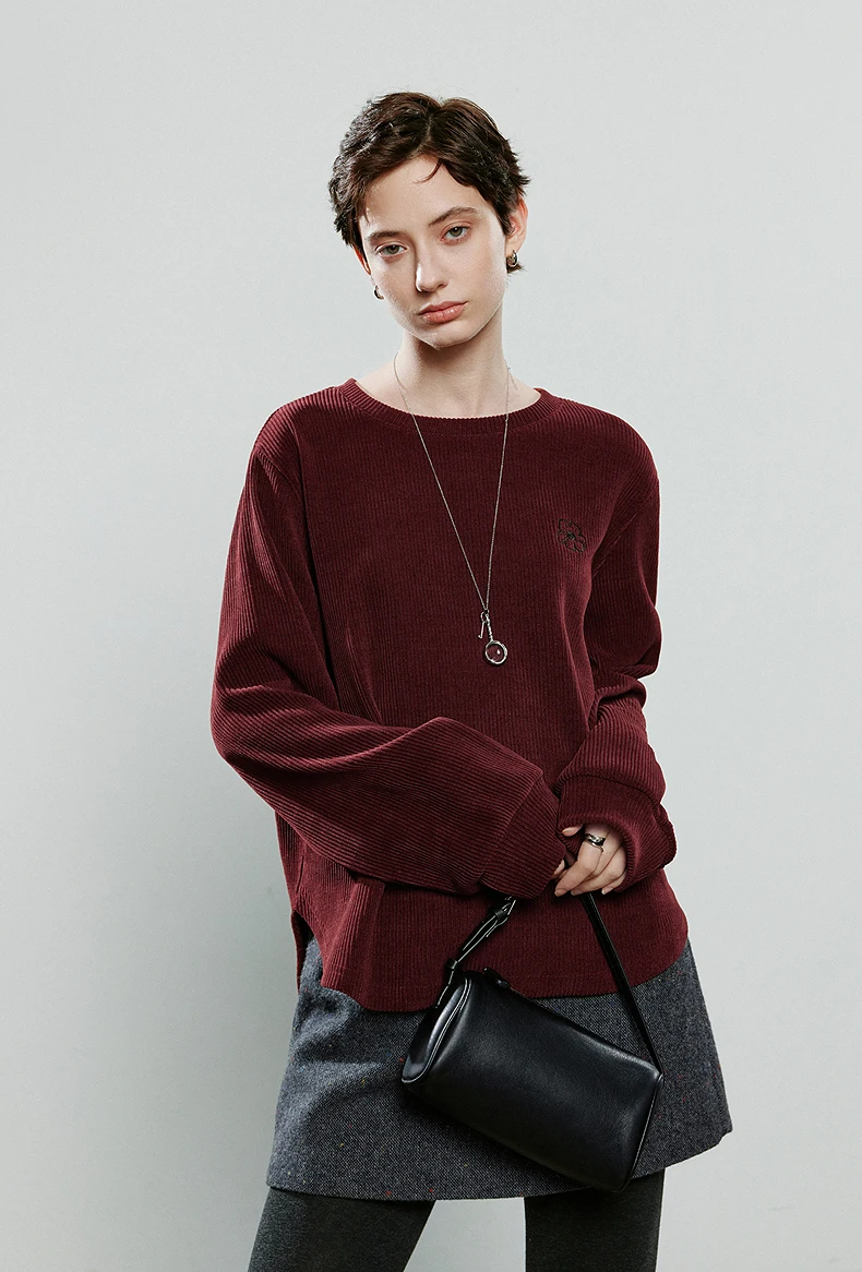 Kf-S7B0E4762A6D14458Bf4Fc718A8028095E Asymmetric Floral Embroidered Office Blouse - Autumn Elegance