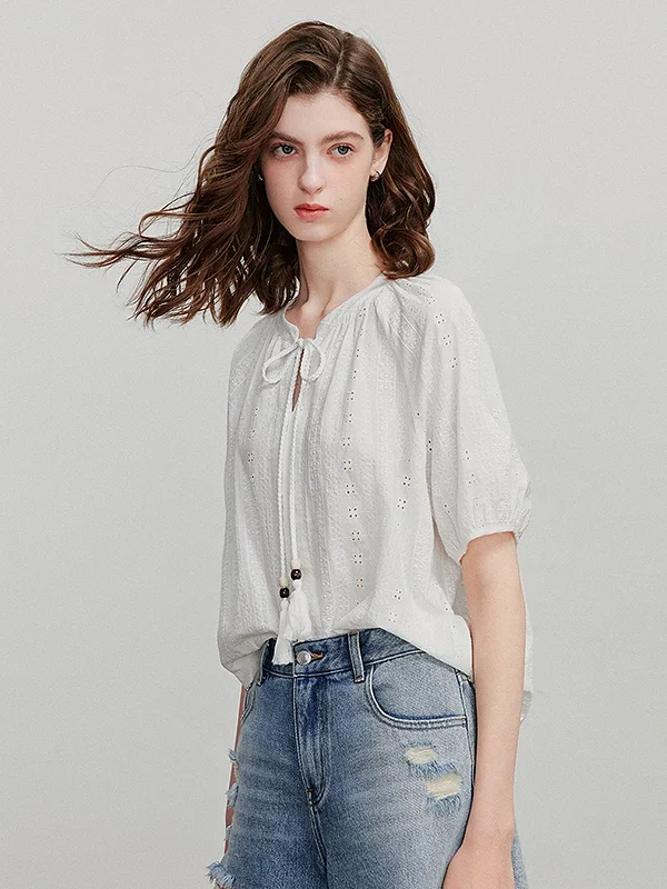 TOYOUTH Women's Summer Short Sleeve Blouse - Chic Fashion Top