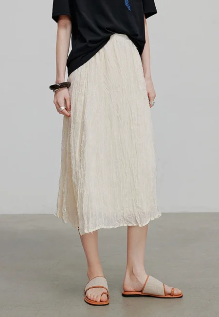 TOYOUTH Flowing Chiffon A-Line Midi Skirt - Elegant Summer Style