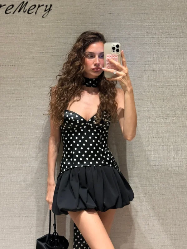 Chic Polka Dot Off-Shoulder A-Line Mini Dress for Parties
