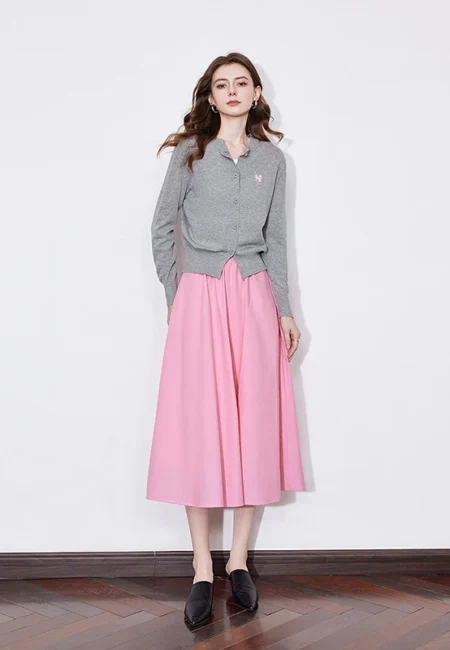 Pleated Rose Pink A-Line Skirt for Women | Spring Style