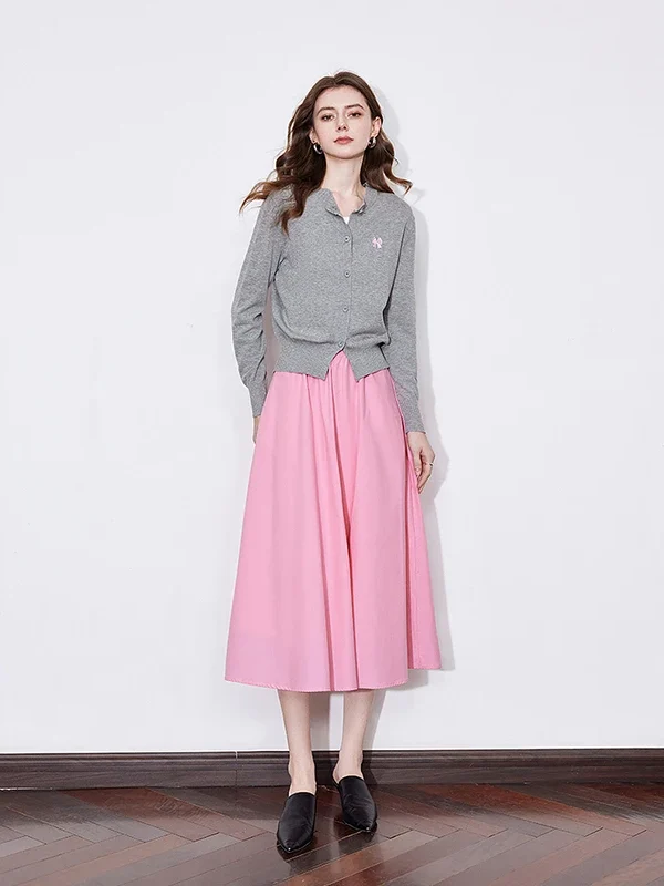 Pleated Rose Pink A-Line Skirt for Women | Spring Style