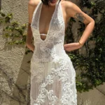 Chic Backless Summer Dress - Knitted Jacquard Beach Cover-Up - Image 2