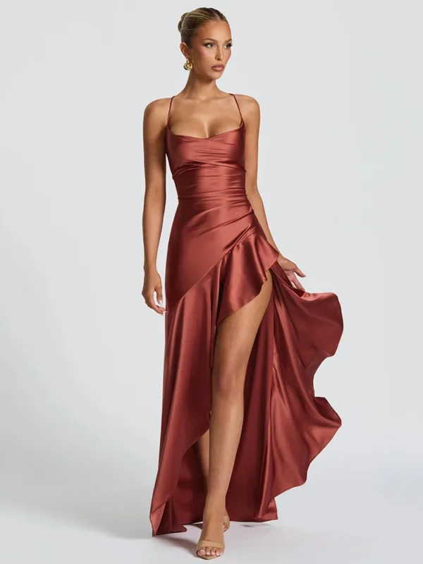 Chic Satin Spaghetti Strap Maxi Dress for Summer Parties