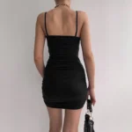 Chic Backless Bodycon Dress with Folds for Stylish Women - Image 4